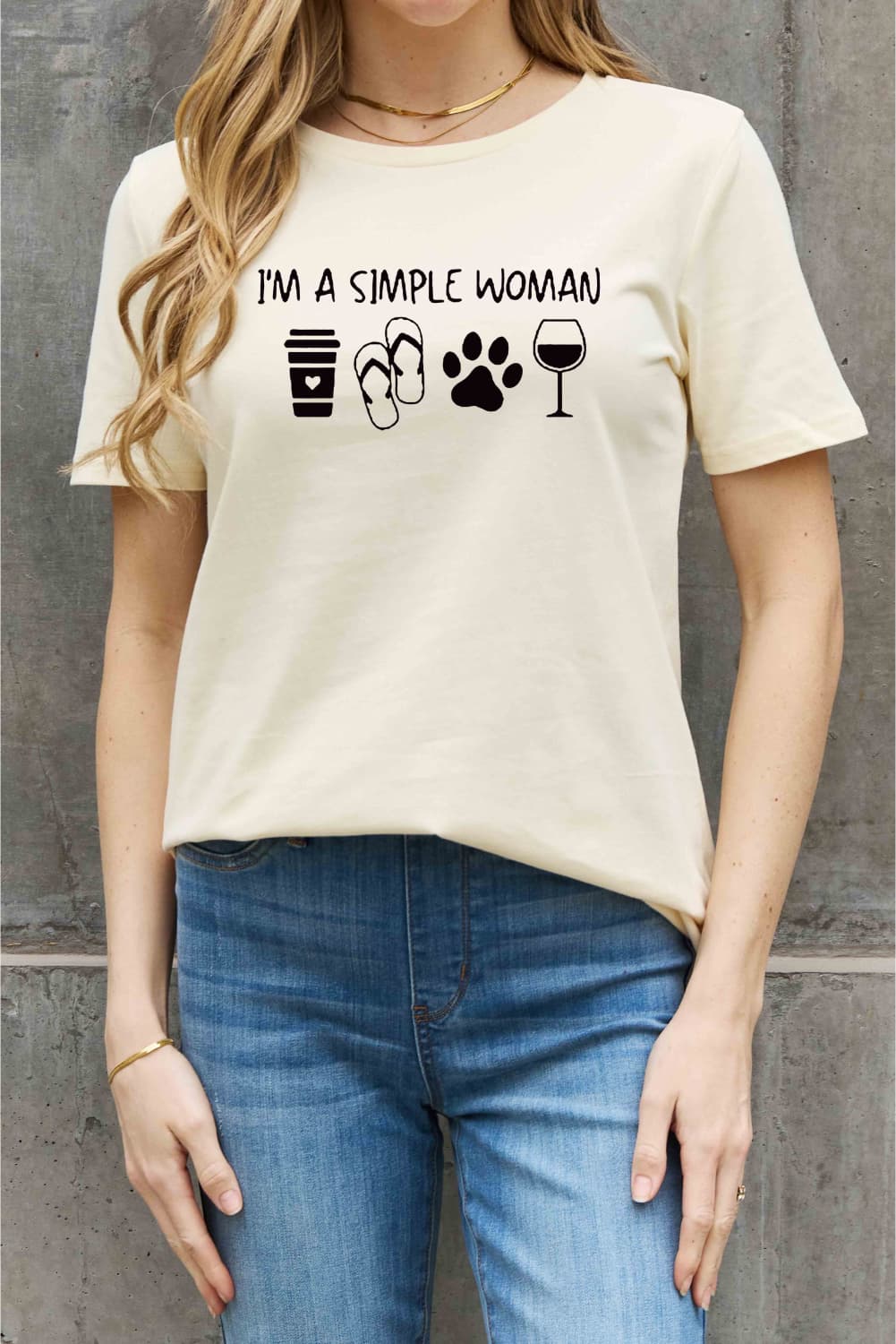 Simply Love Full Size I'M A  SIMPLE WOMAN Graphic Cotton Tee  Shirts & Tops- Doll Fits