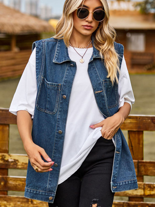 Button Down Denim Vest  - Doll Fits