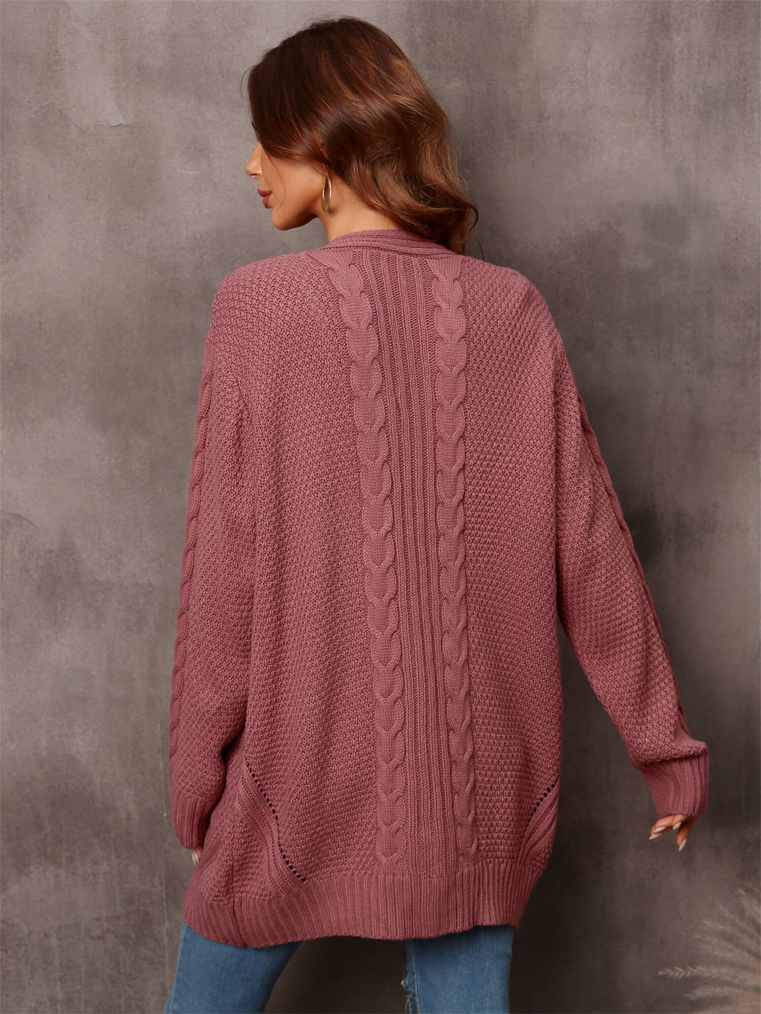 Warm Fall Mixed Knit Open Front Longline Cardigan  Coats & Jackets- Doll Fits