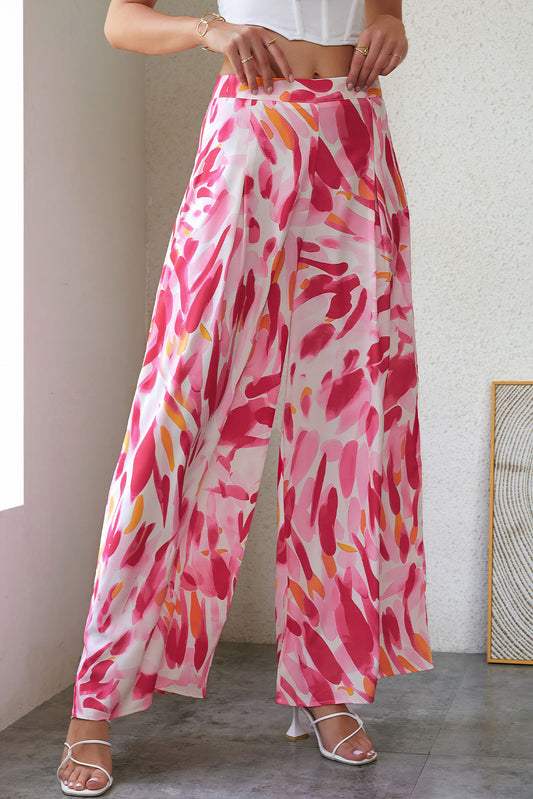 Printed High Waist Wide Leg Pants  Pants- Doll Fits