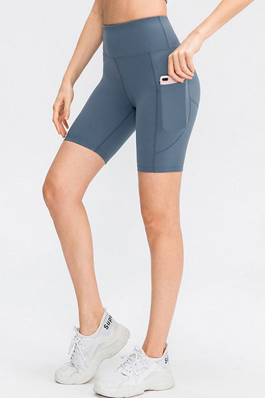 Wide Waistband Sports Shorts with Pockets  - Doll Fits