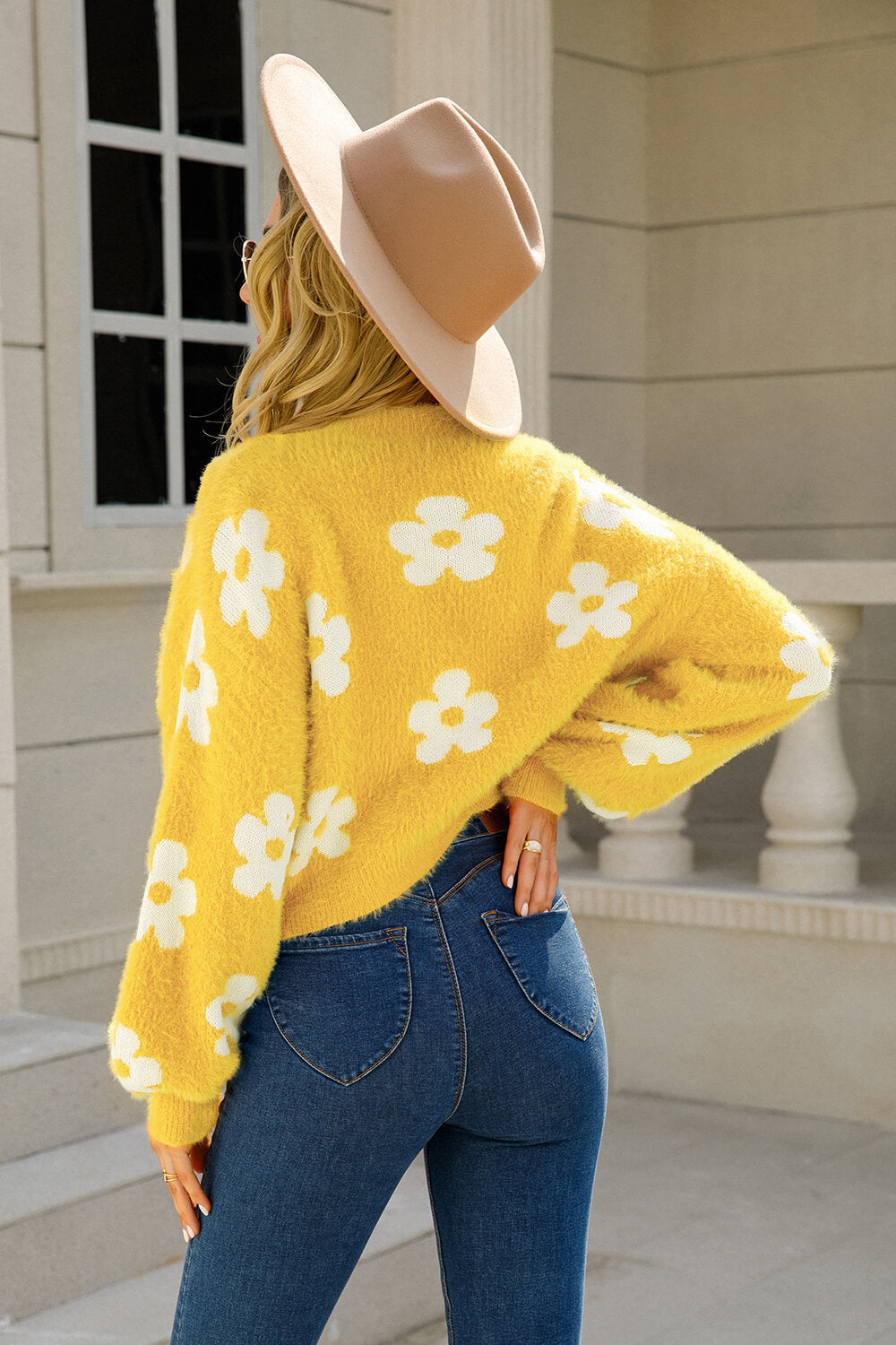 Floral Open Front Fuzzy Cardigan  Shirts & Tops- Doll Fits