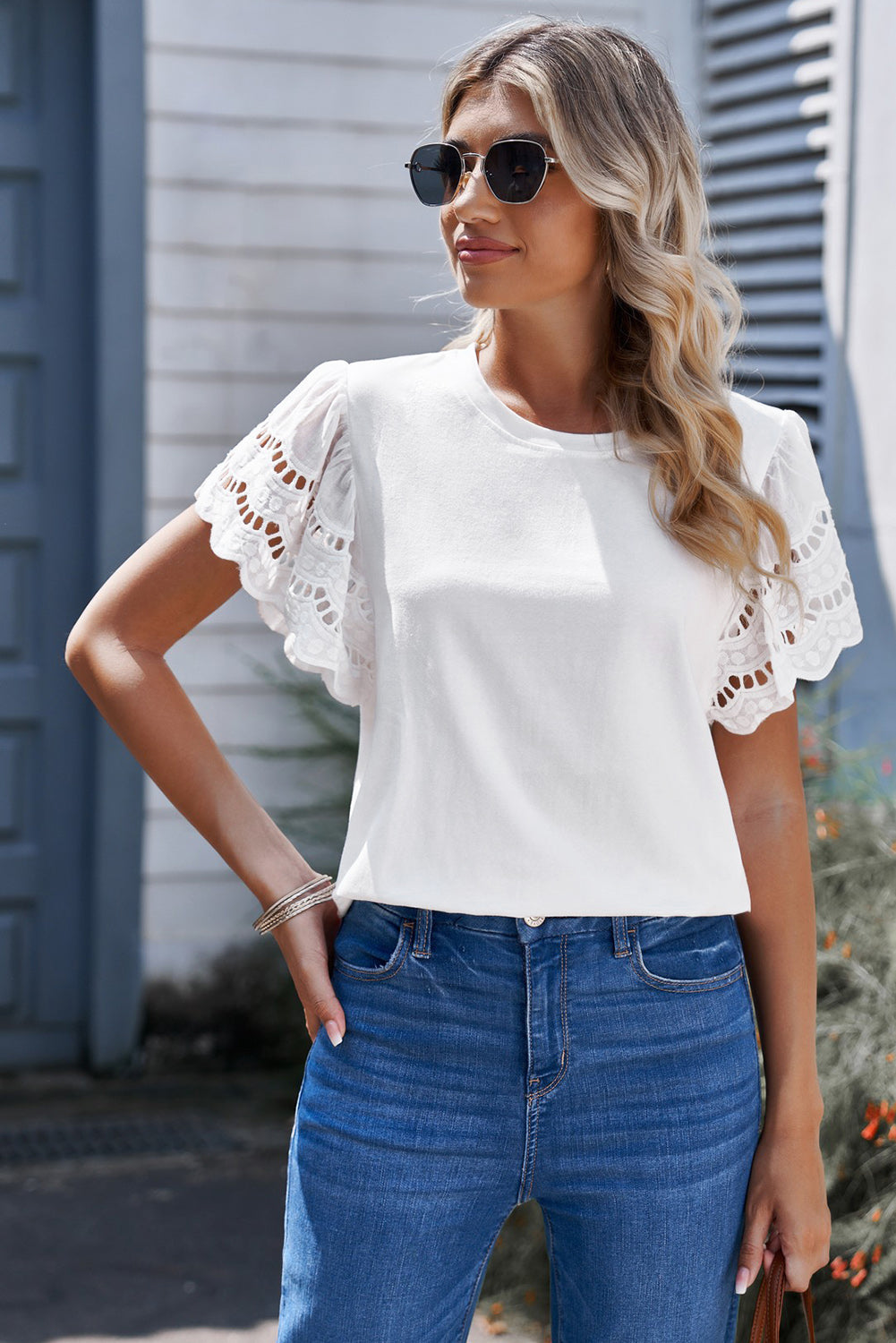 Round Neck Flutter Sleeve Top  Shirts & Tops- Doll Fits