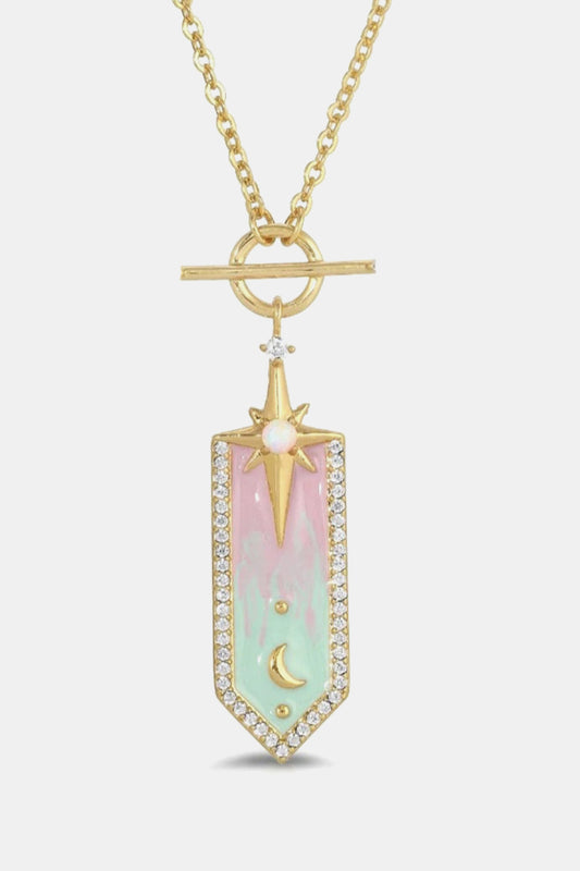 Star and Moon Gradient Pendant Copper Necklace  Necklaces- Doll Fits