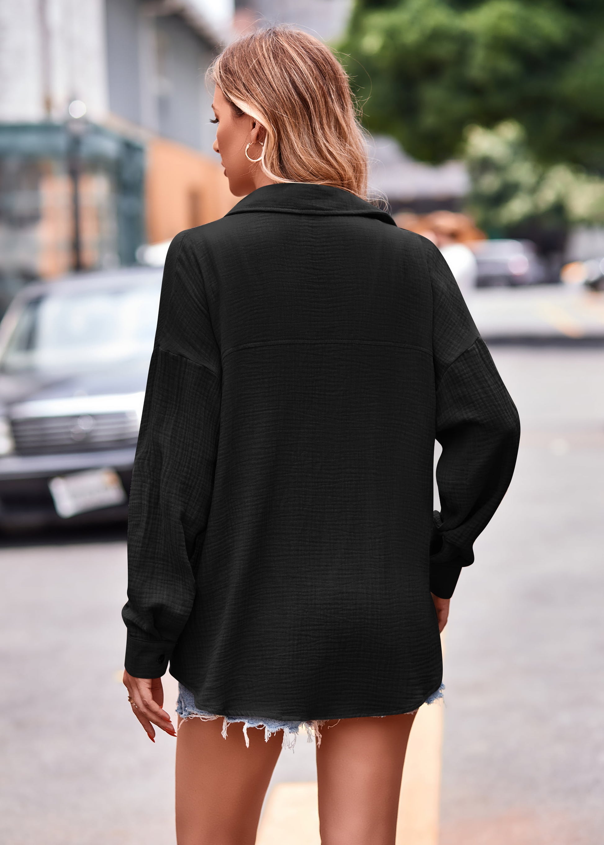Textured Dropped Shoulder Longline Shirt  - Doll Fits