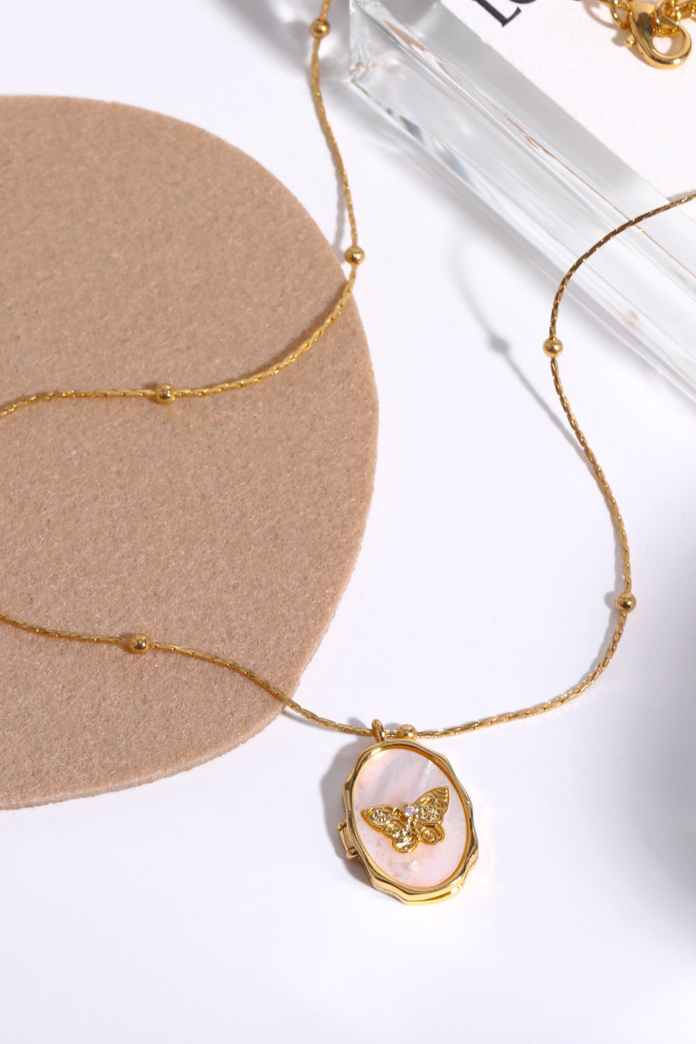 Butterfly Shell Pendant Copper Necklace  Necklaces- Doll Fits