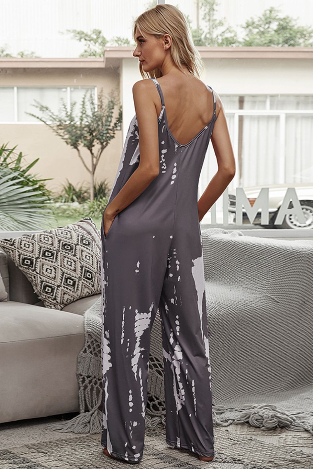 Tie-Dye Spaghetti Strap Jumpsuit with Pockets  Jumpsuits & Rompers- Doll Fits