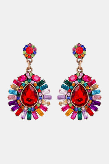 Teardrop Shape Glass Stone Dangle Earrings