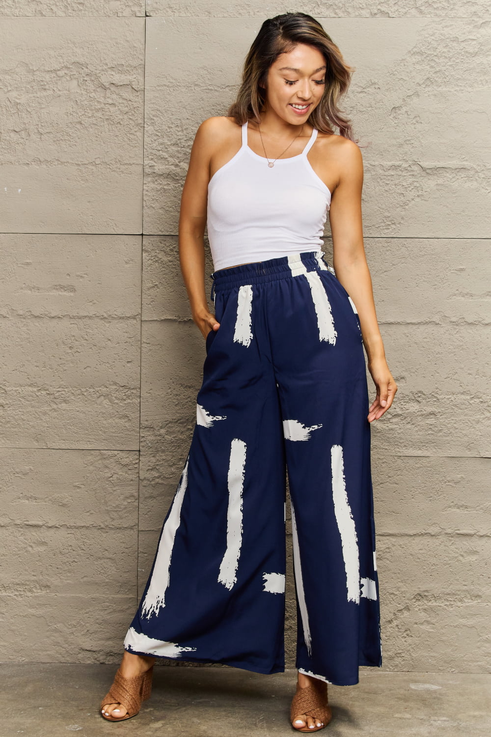 Printed Wide Leg Long Pants  - Doll Fits