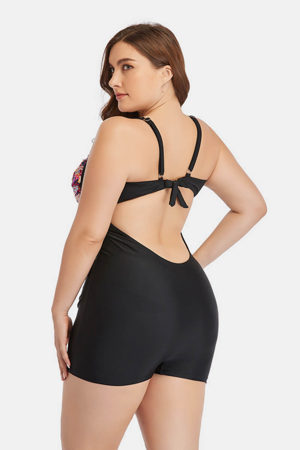Plus Size Two-Tone One-Piece Swimsuit  Swimwear- Doll Fits
