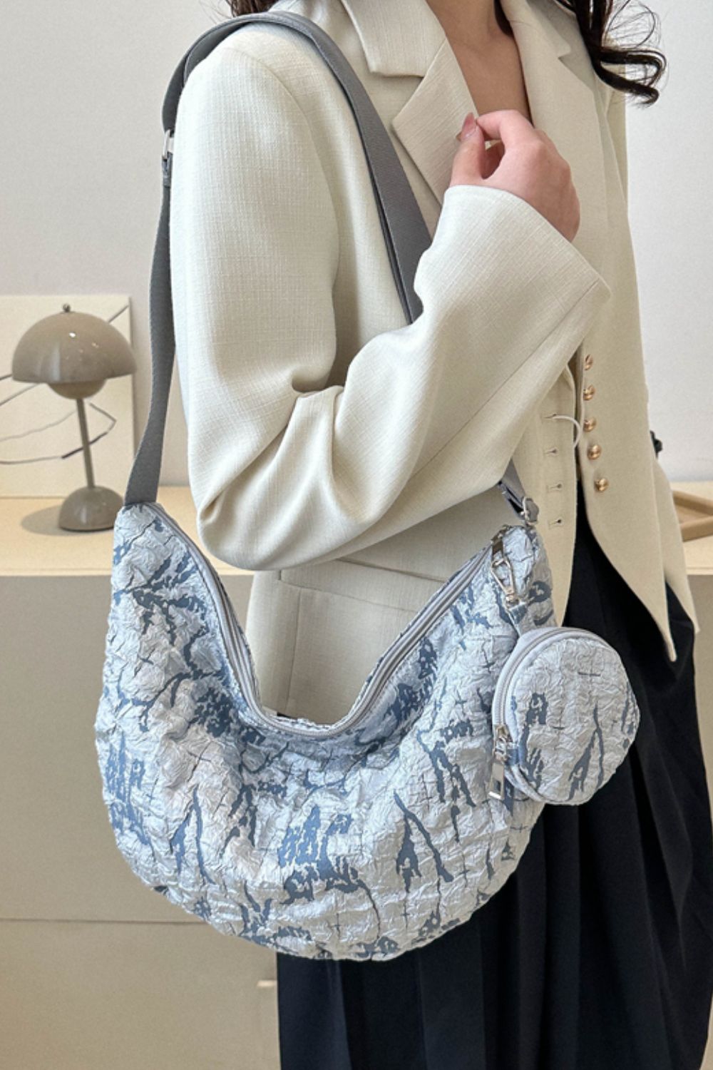 Textured Polyester Shoulder Bag  - Doll Fits