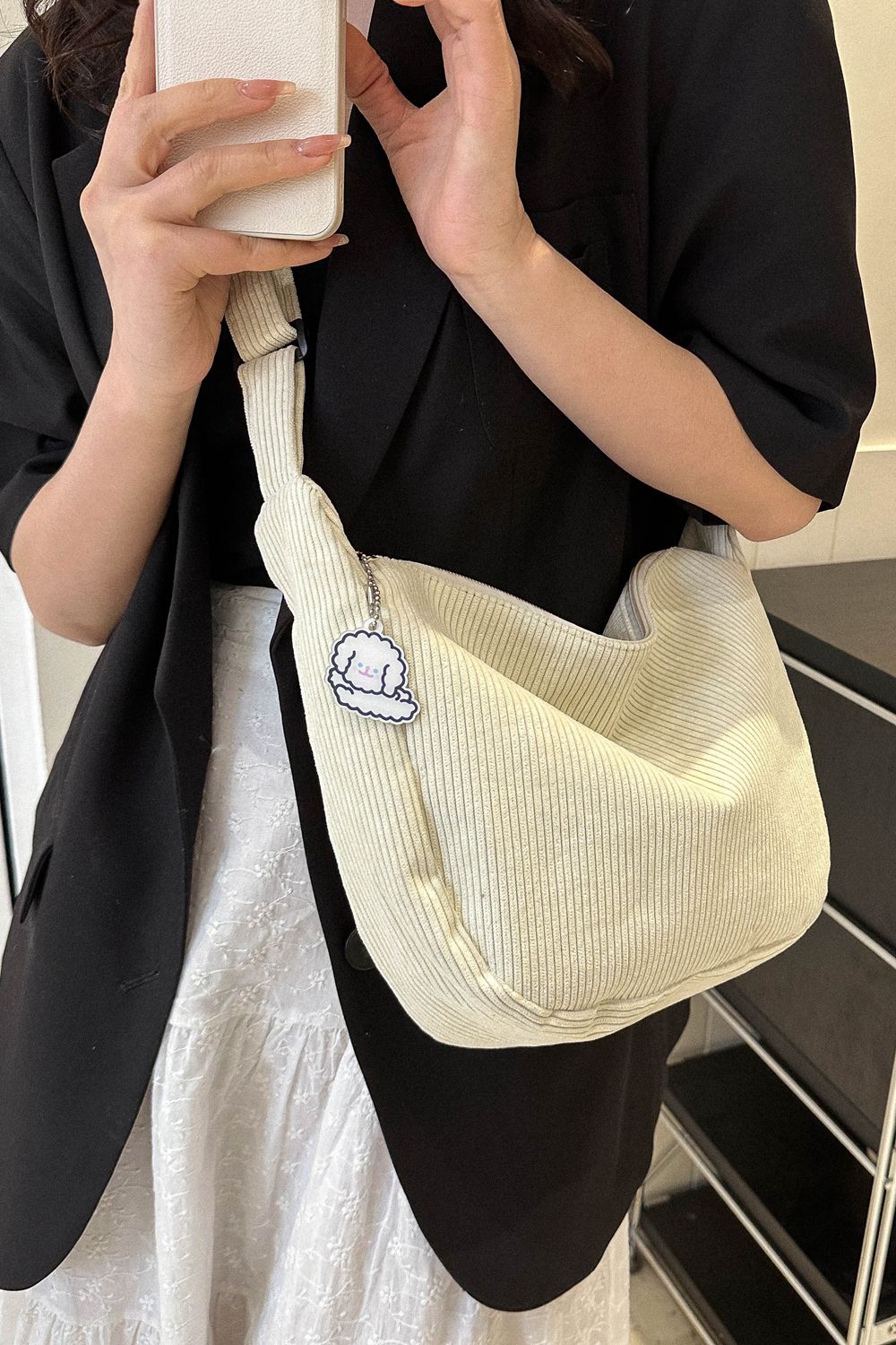 Large Corduroy Shoulder Bag  Handbags- Doll Fits
