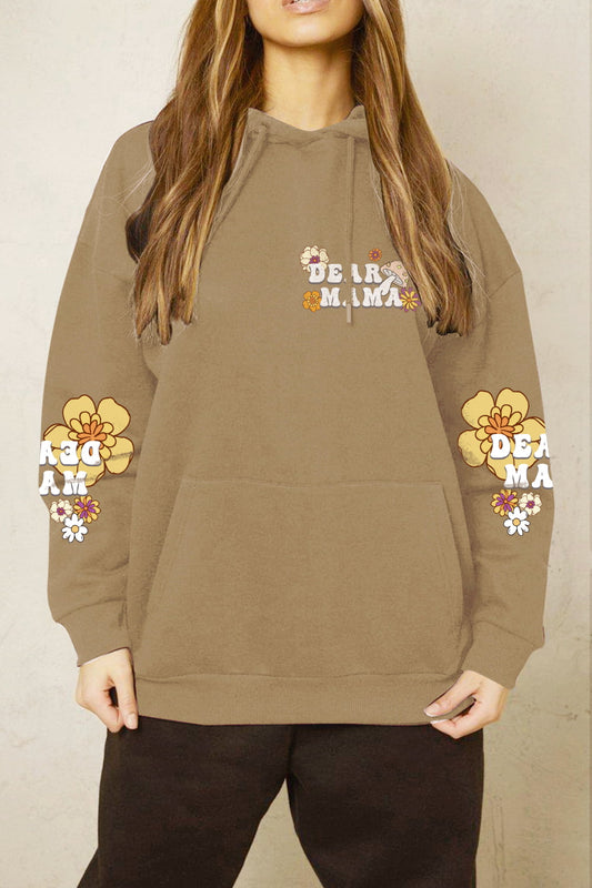 Simply Love Simply Love Full Size DEAR MAMA Flower Graphic Hoodie  - Doll Fits