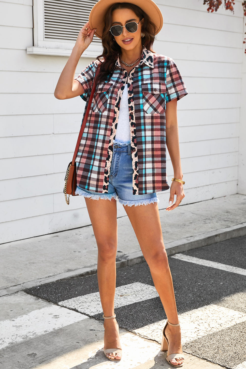 Plaid Pocket Short Sleeve Shirt  Shirts & Tops- Doll Fits
