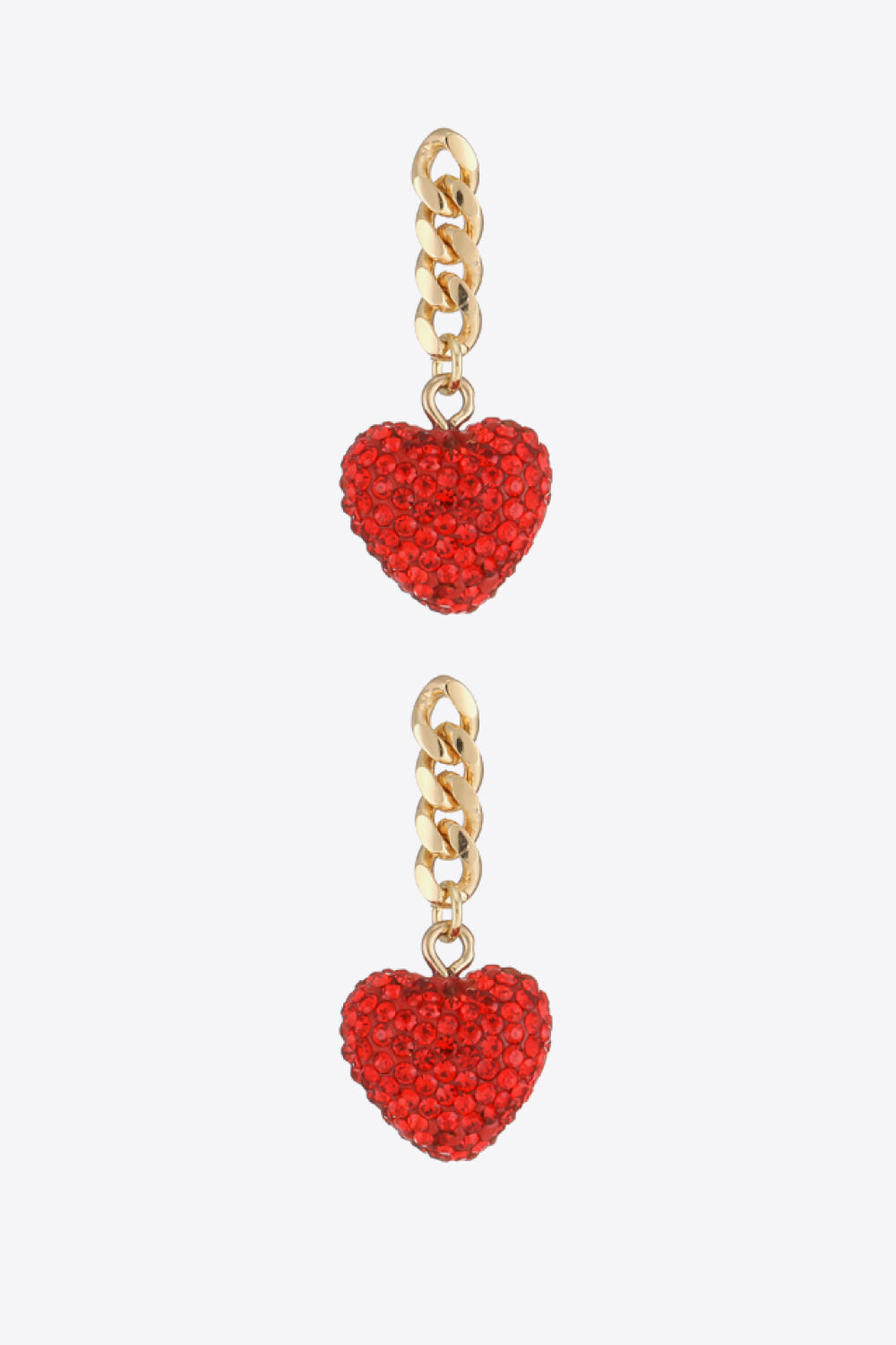Rhinestone Heart Chain Drop Earrings  Earrings- Doll Fits