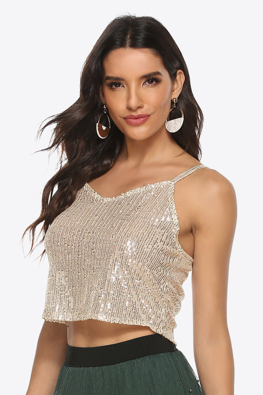 Sequin Cropped Cami  Shirts & Tops- Doll Fits