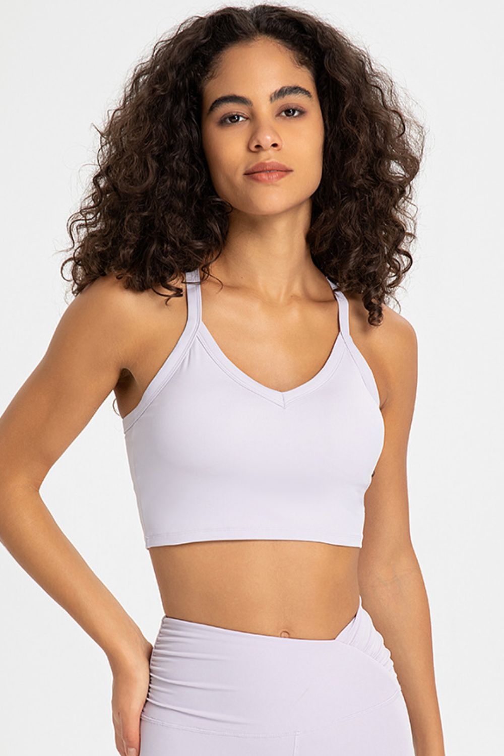 Crisscross Back V-Neck Sports Bra  Activewear- Doll Fits