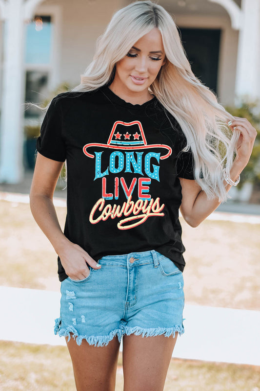 LONG LIVE COWBOYS Graphic Tee Shirt  Shirts & Tops- Doll Fits