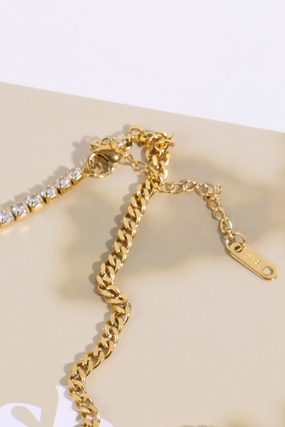 Inlaid Zircon Stainless Steel Necklace  Necklaces- Doll Fits