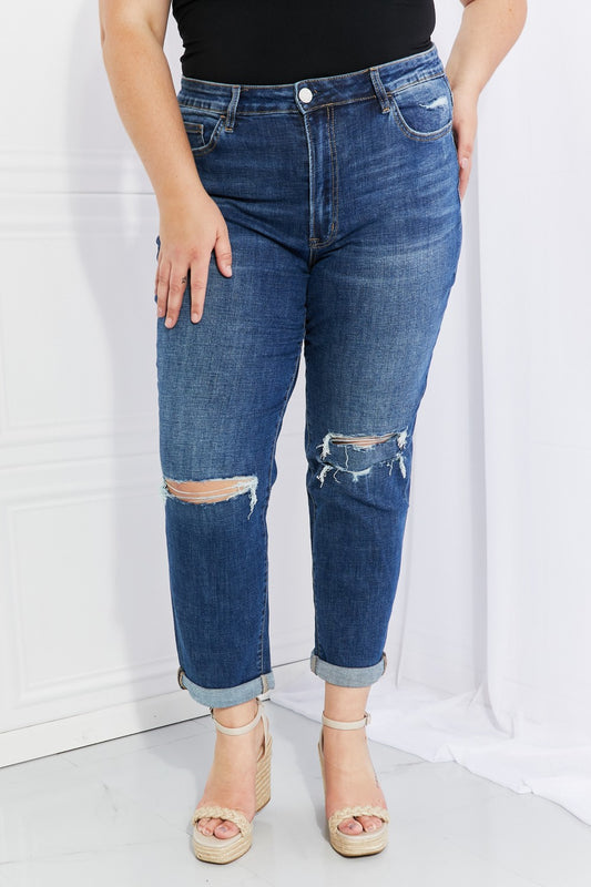Vervet by Flying Monkey Full Size Distressed Cropped Jeans with Pockets  Pants- Doll Fits