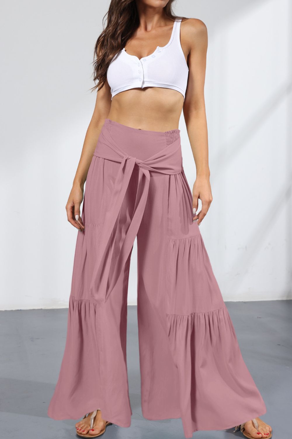 Tie Front Smocked Tiered Culottes  - Doll Fits