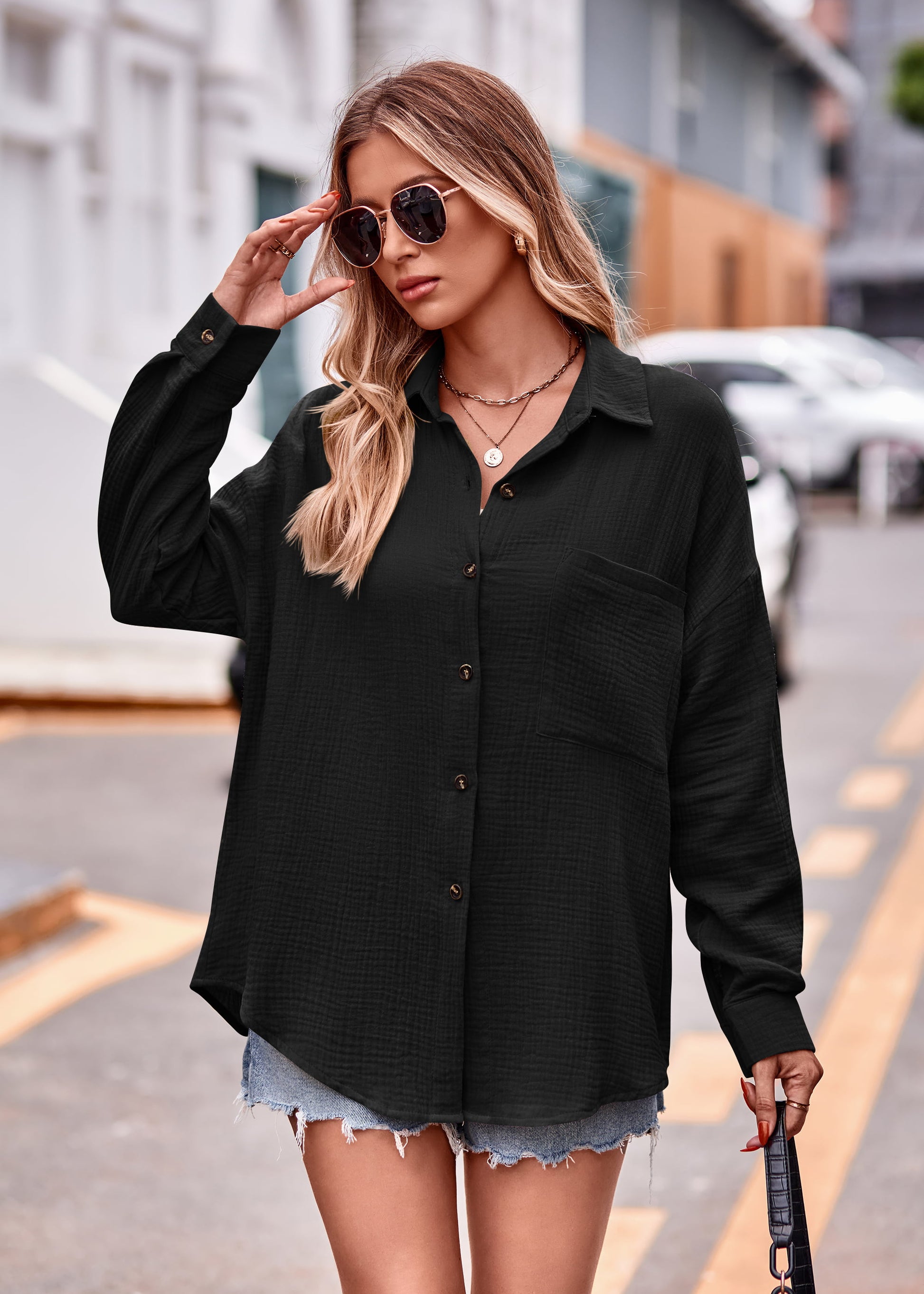 Textured Dropped Shoulder Longline Shirt  - Doll Fits