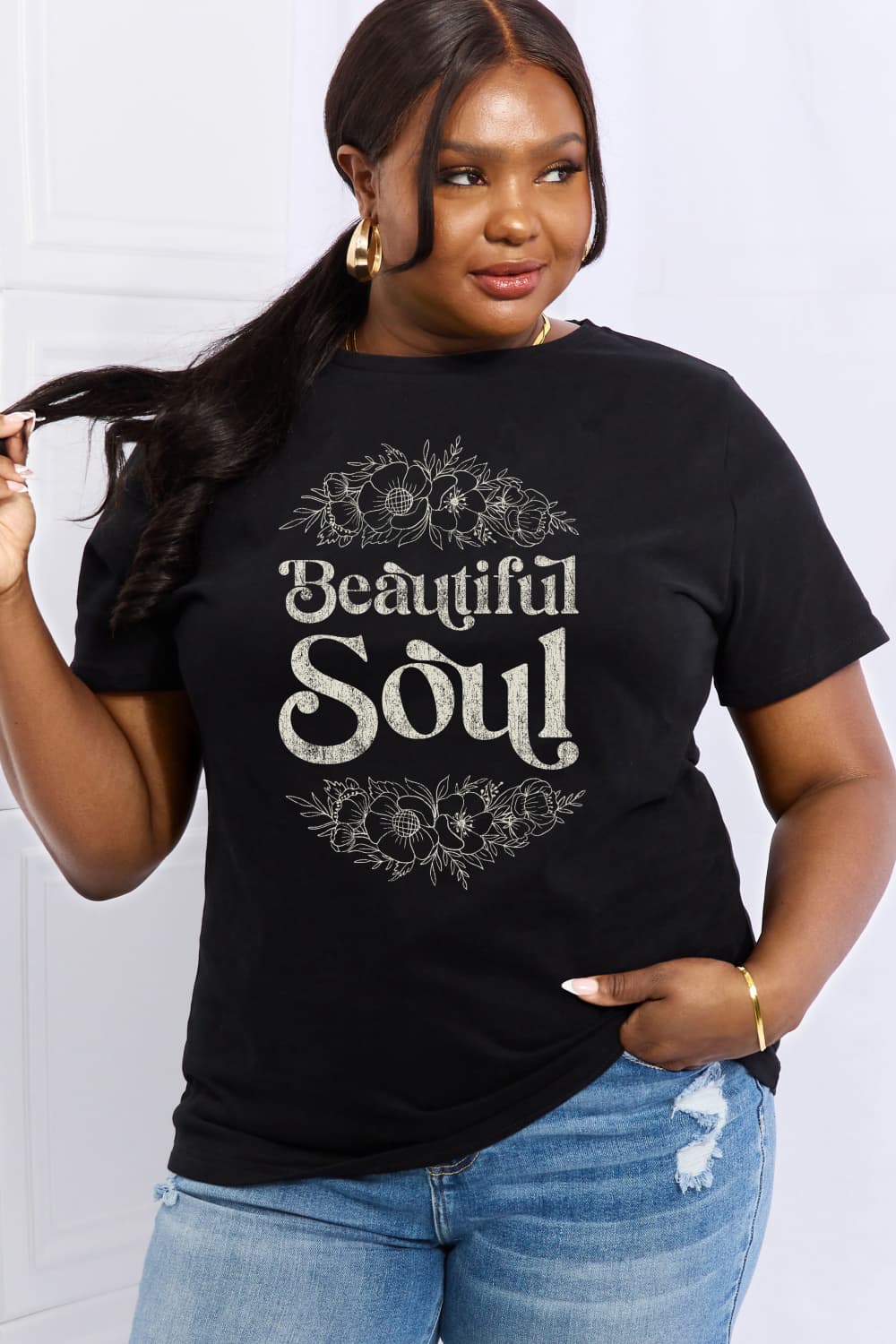 Simply Love Full Size BEAUTIFUL SOUL Graphic Cotton Tee  - Doll Fits
