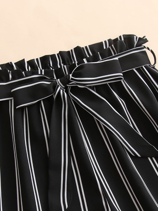 Striped Tie Belt Shorts  Shorts- Doll Fits