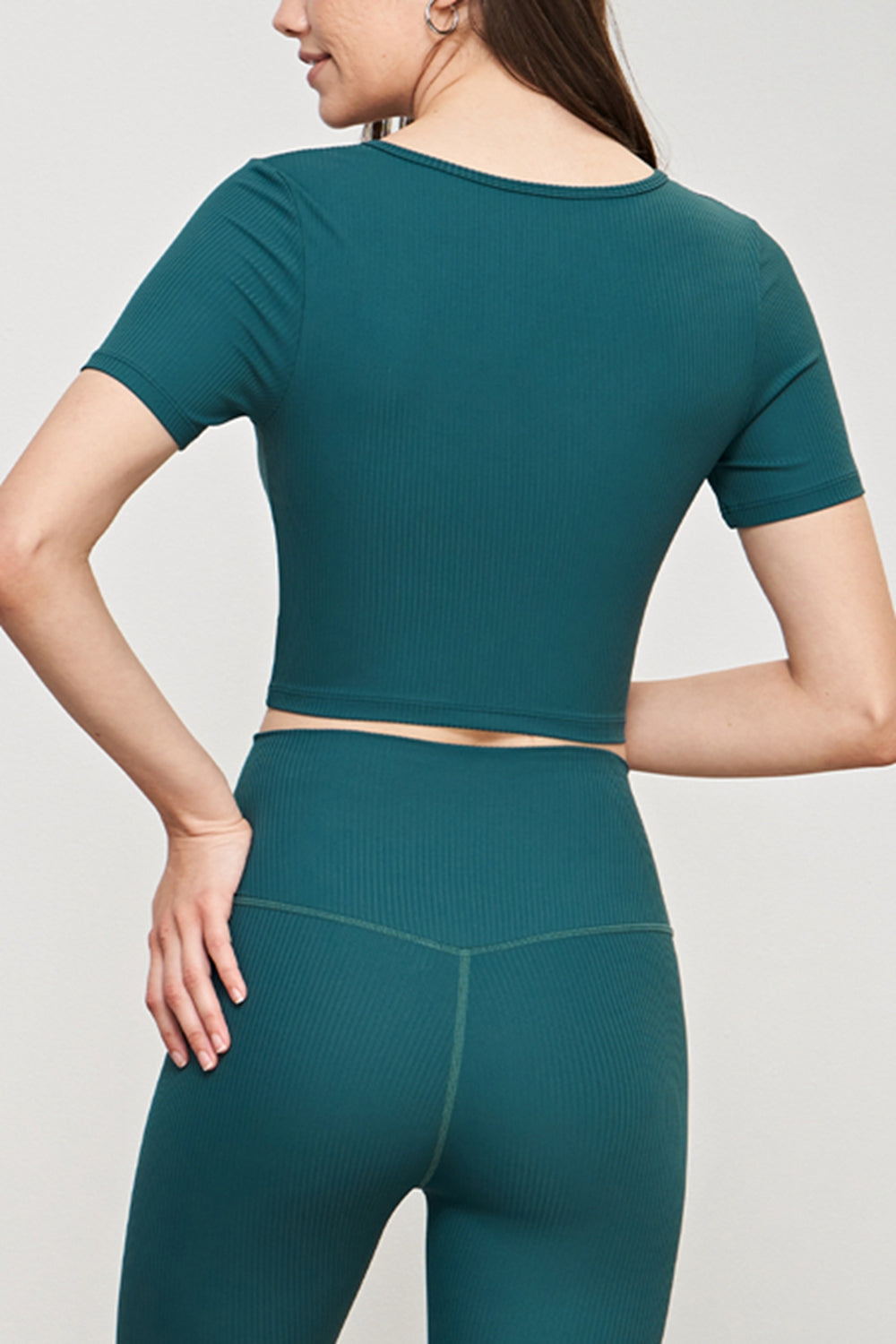 Round Neck Short Sleeve Cropped Sports Top  - Doll Fits