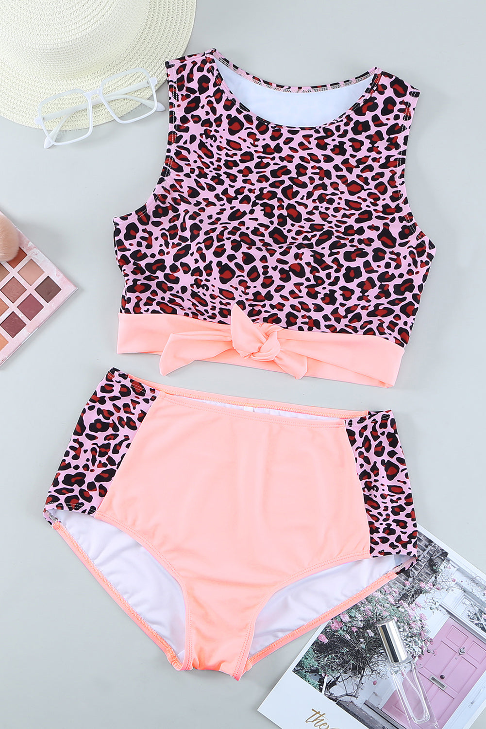 Leopard Tie-Knot High Waist Bikini Set  Swimwear- Doll Fits