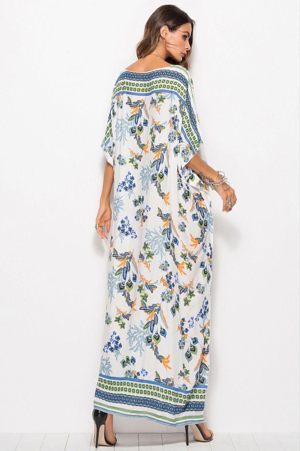Floral V-Neck Dolman Sleeve Dress  Dresses- Doll Fits