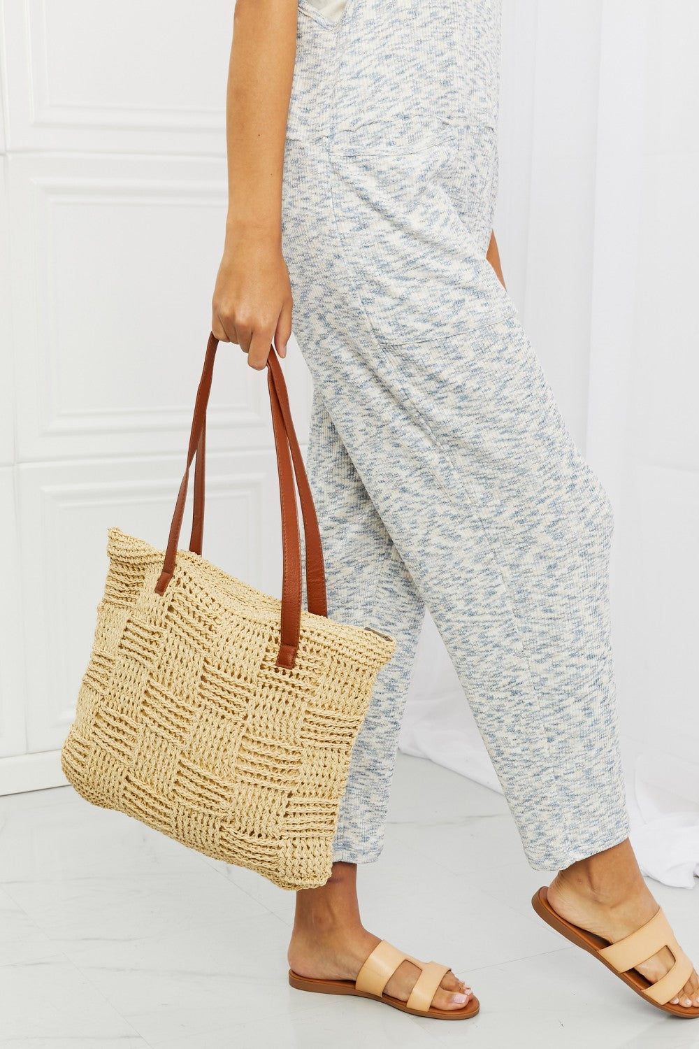 Fame Picnic Date Straw Tote Bag  Handbags- Doll Fits