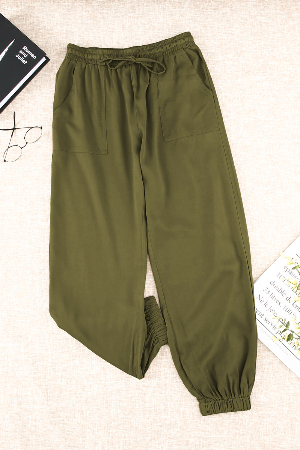 Drawstring Waist Joggers with Pockets  Pants- Doll Fits