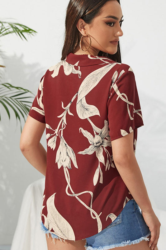 Floral Button-Up Short Sleeve Shirt  Shirts & Tops- Doll Fits