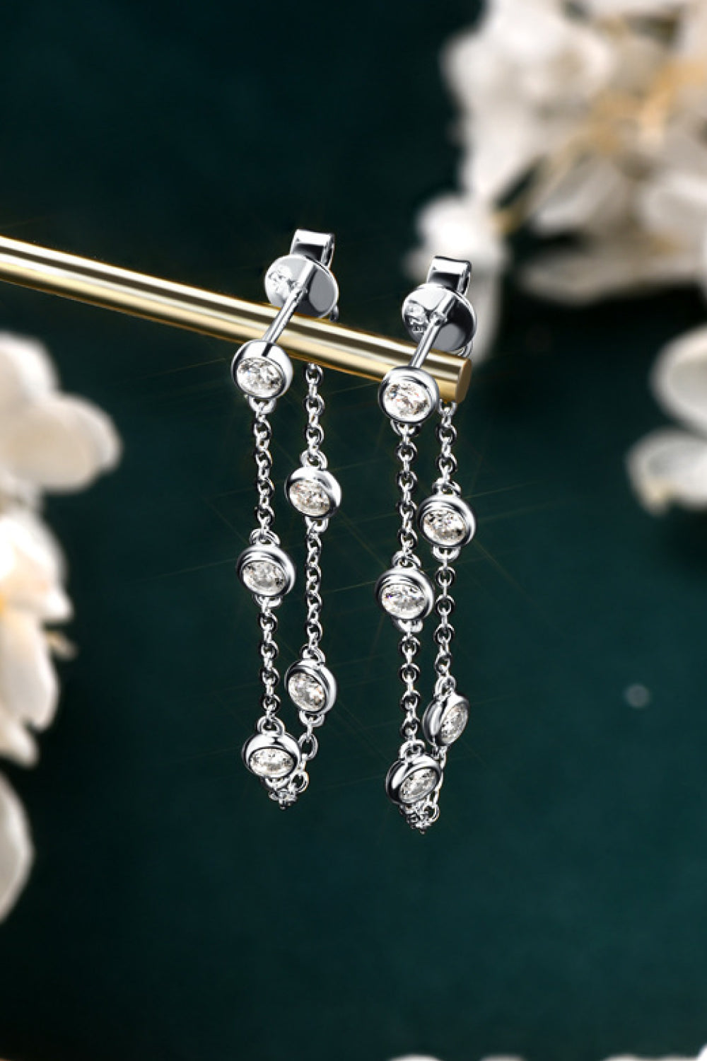 1 Carat Moissanite 925 Sterling Silver Chain Earrings  Earrings- Doll Fits