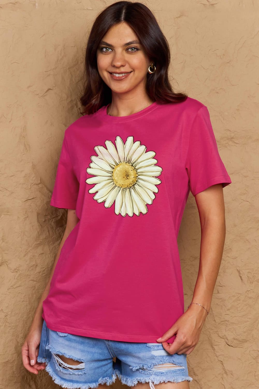 Simply Love Full Size FLOWER Graphic Cotton Tee  - Doll Fits