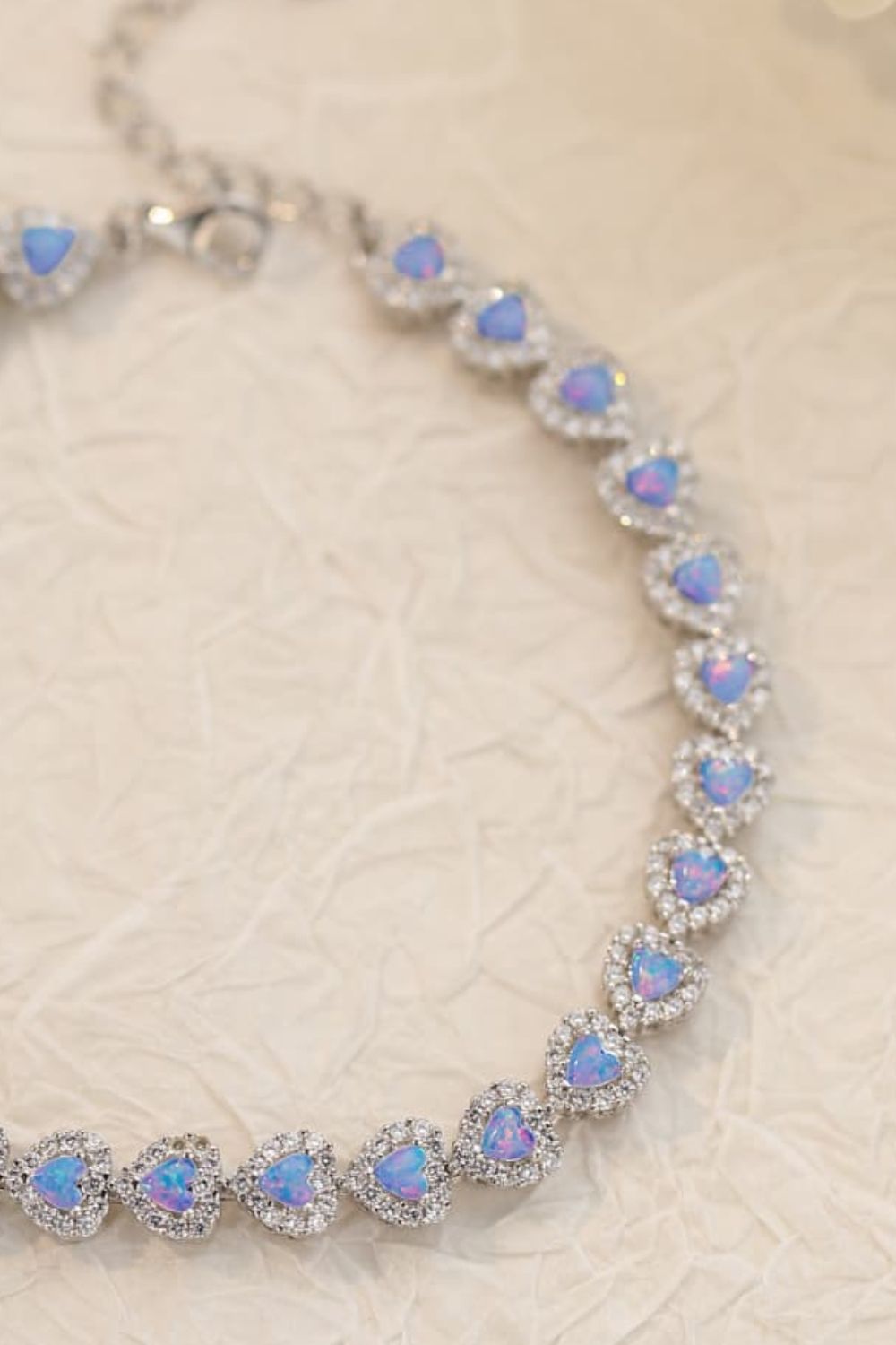 925 Sterling Silver Opal Heart Bracelet  Bracelets- Doll Fits