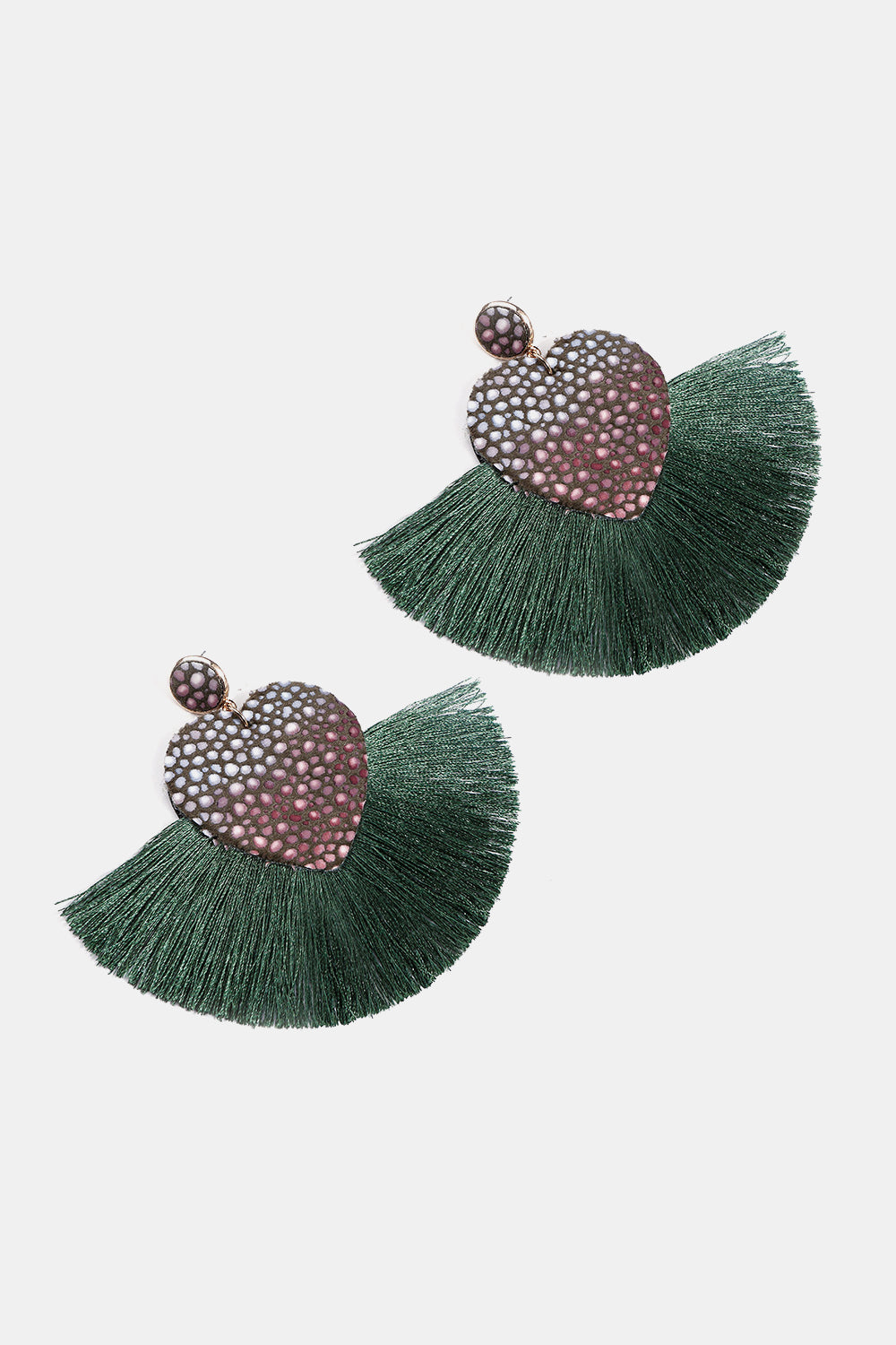 Heart Shape Fringed Dangle Earrings  Earrings- Doll Fits