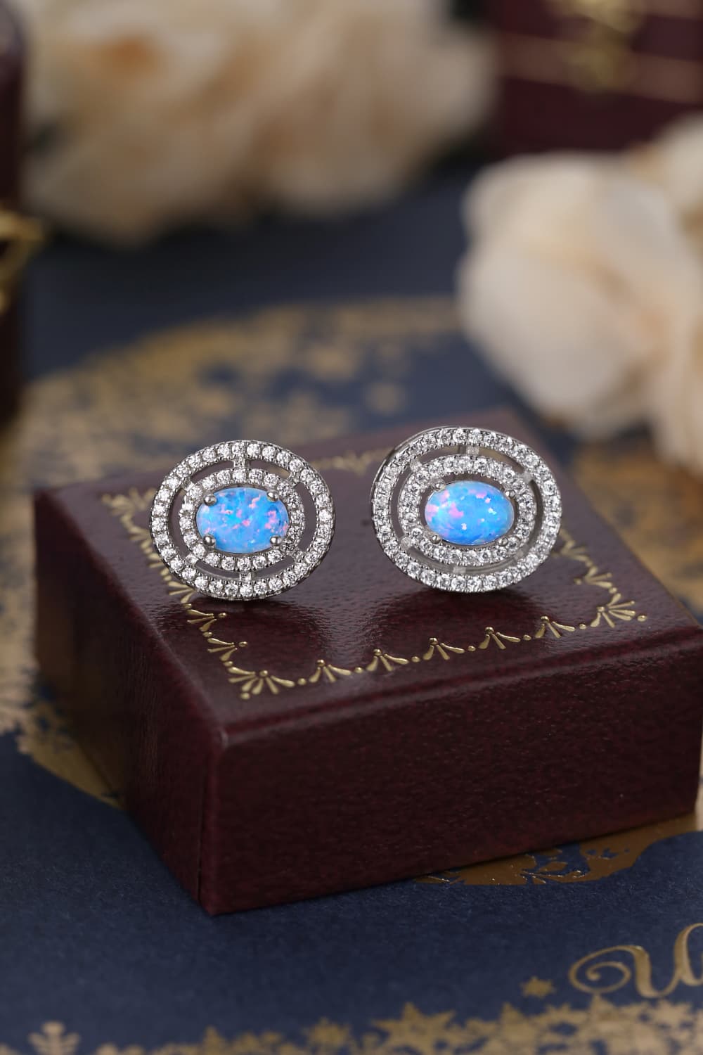 925 Sterling Silver Opal Round Stud Earrings  Earrings- Doll Fits