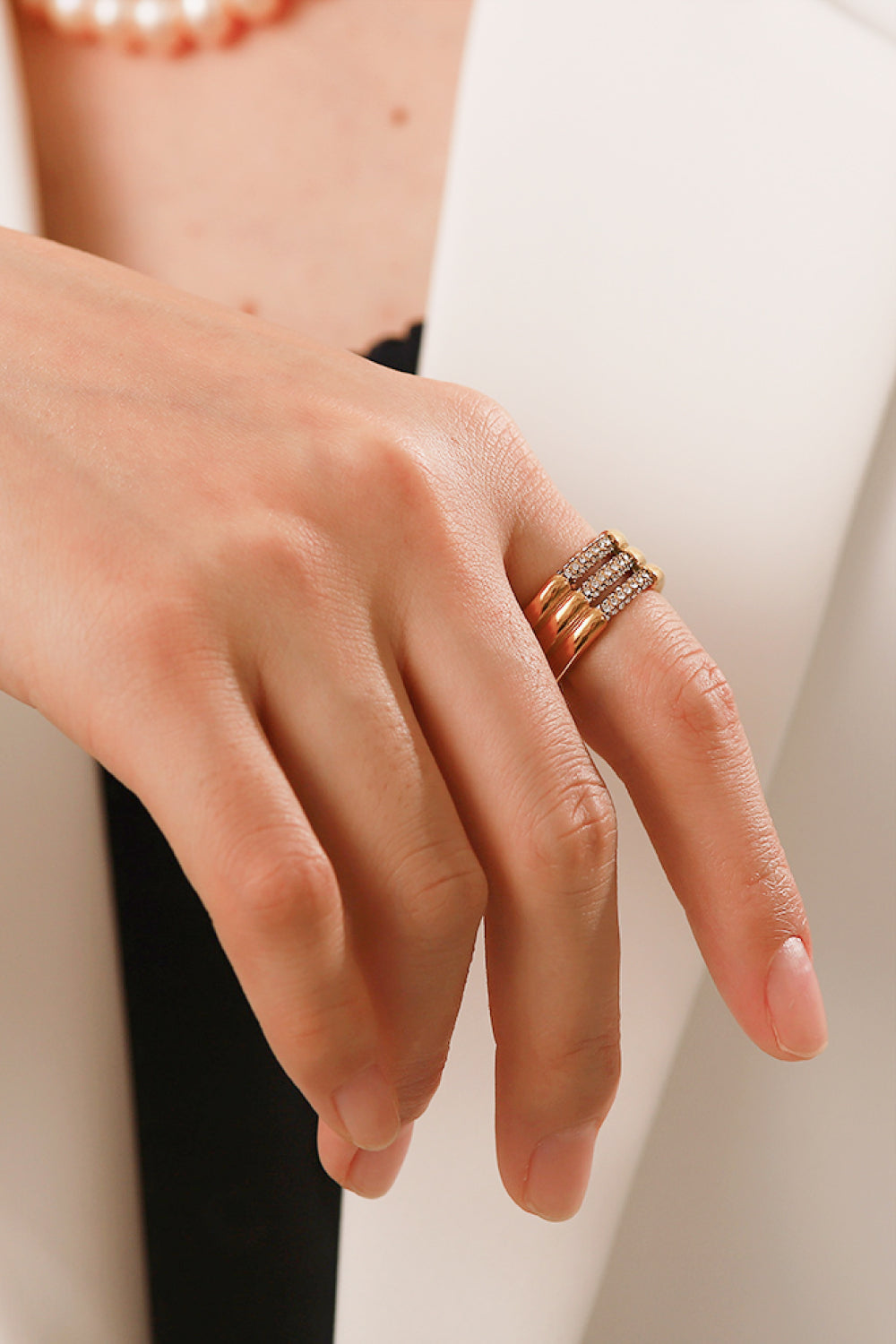 Triple-Layered Rhinestone Ring  Rings- Doll Fits