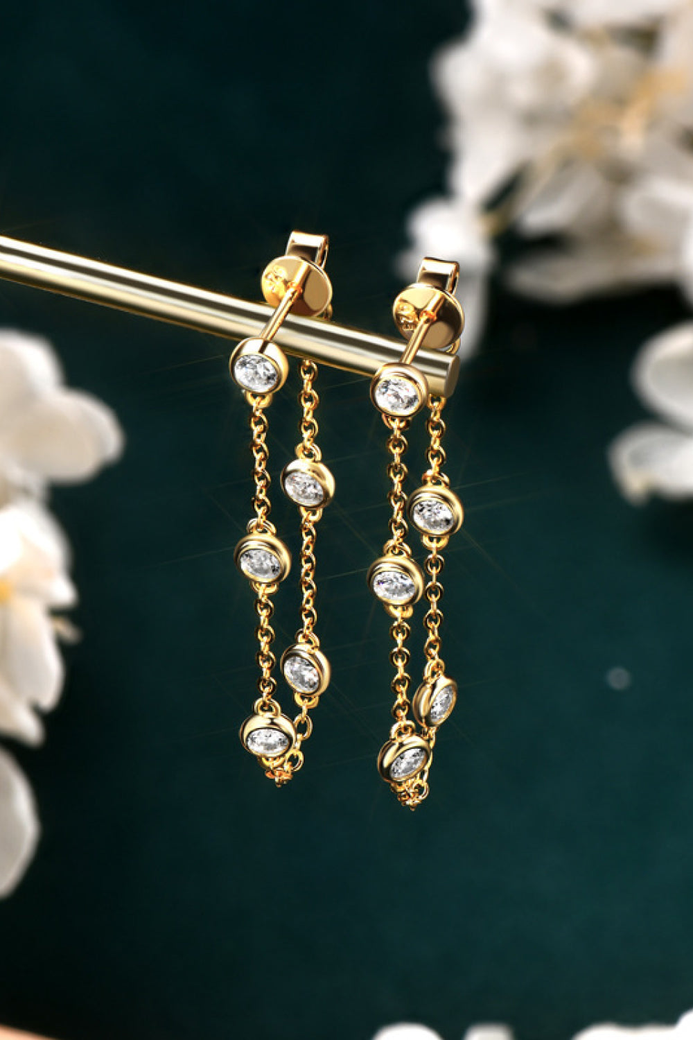 1 Carat Moissanite 925 Sterling Silver Chain Earrings  Earrings- Doll Fits