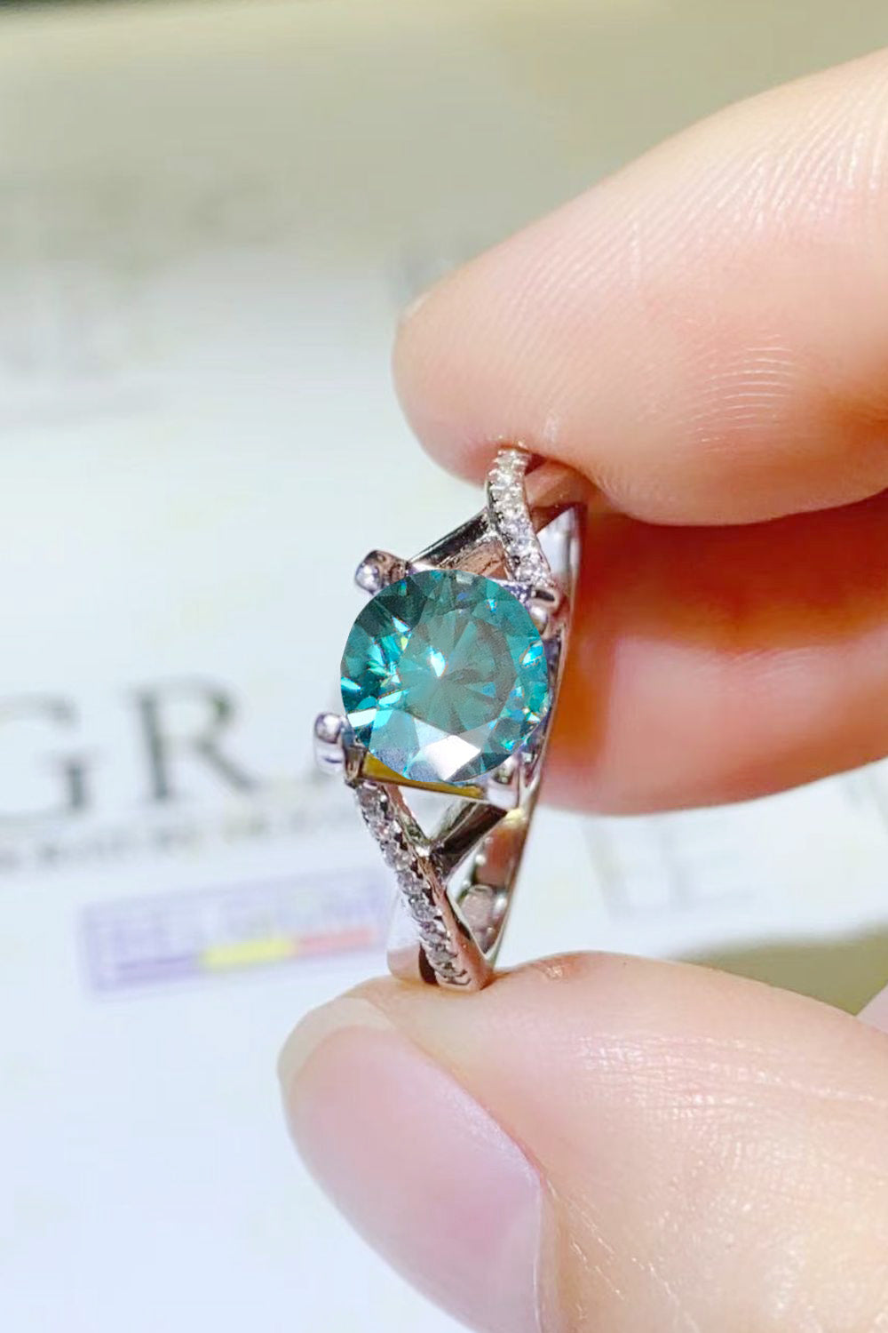1 Carat Moissanite Crisscross 925 Sterling Silver Ring  Rings- Doll Fits