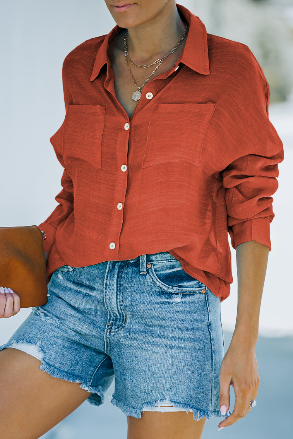 Button-Up Shirt with Breast Pockets  Shirts & Tops- Doll Fits