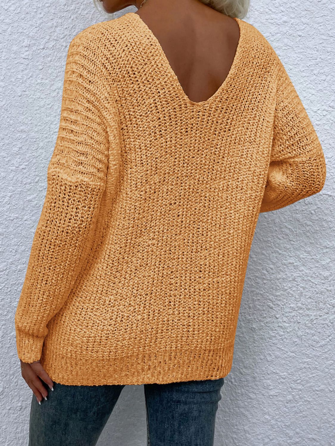 Rib-Knit V-Neck Tunic Sweater  Shirts & Tops- Doll Fits