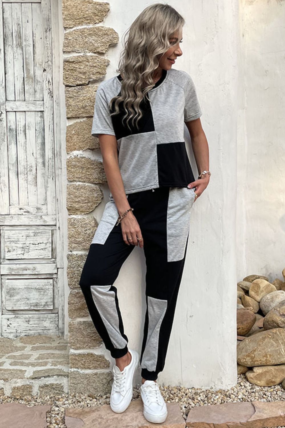 Color Block Raglan Sleeve Tee and Joggers Set  Outfit Sets- Doll Fits