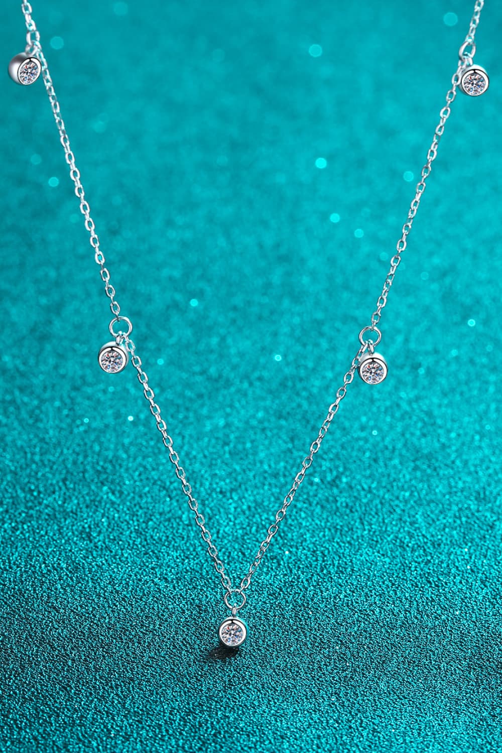 Moissanite Rhodium-Plated Necklace  Necklaces- Doll Fits