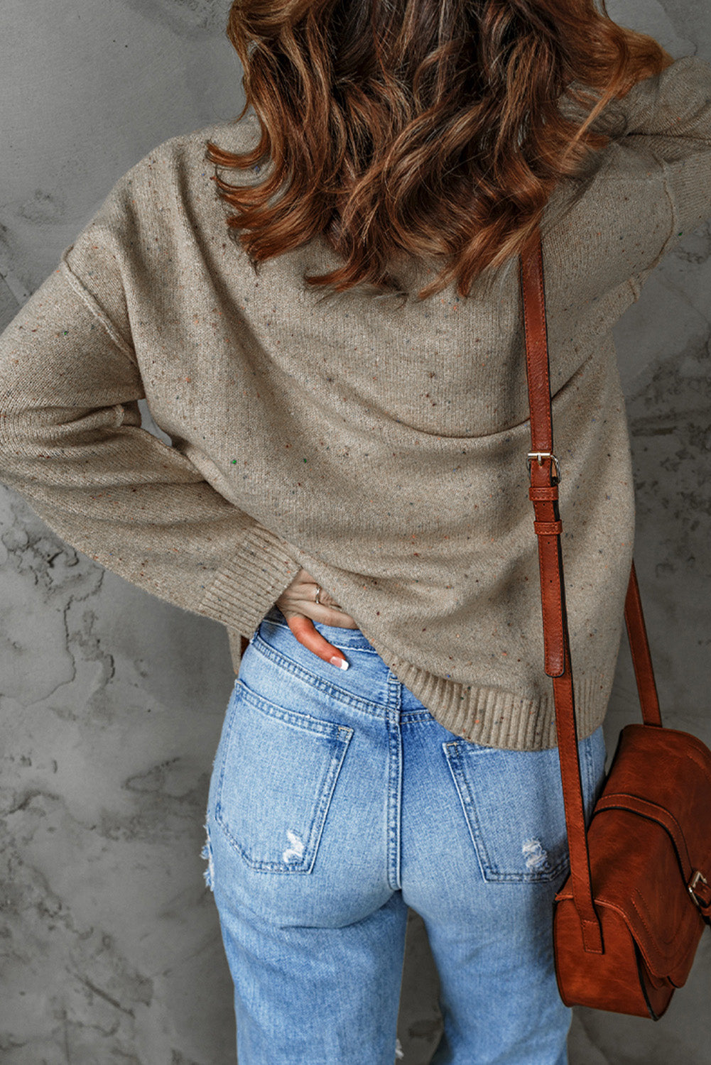 Colorful Exposed Seam Henley Sweater  Shirts & Tops- Doll Fits