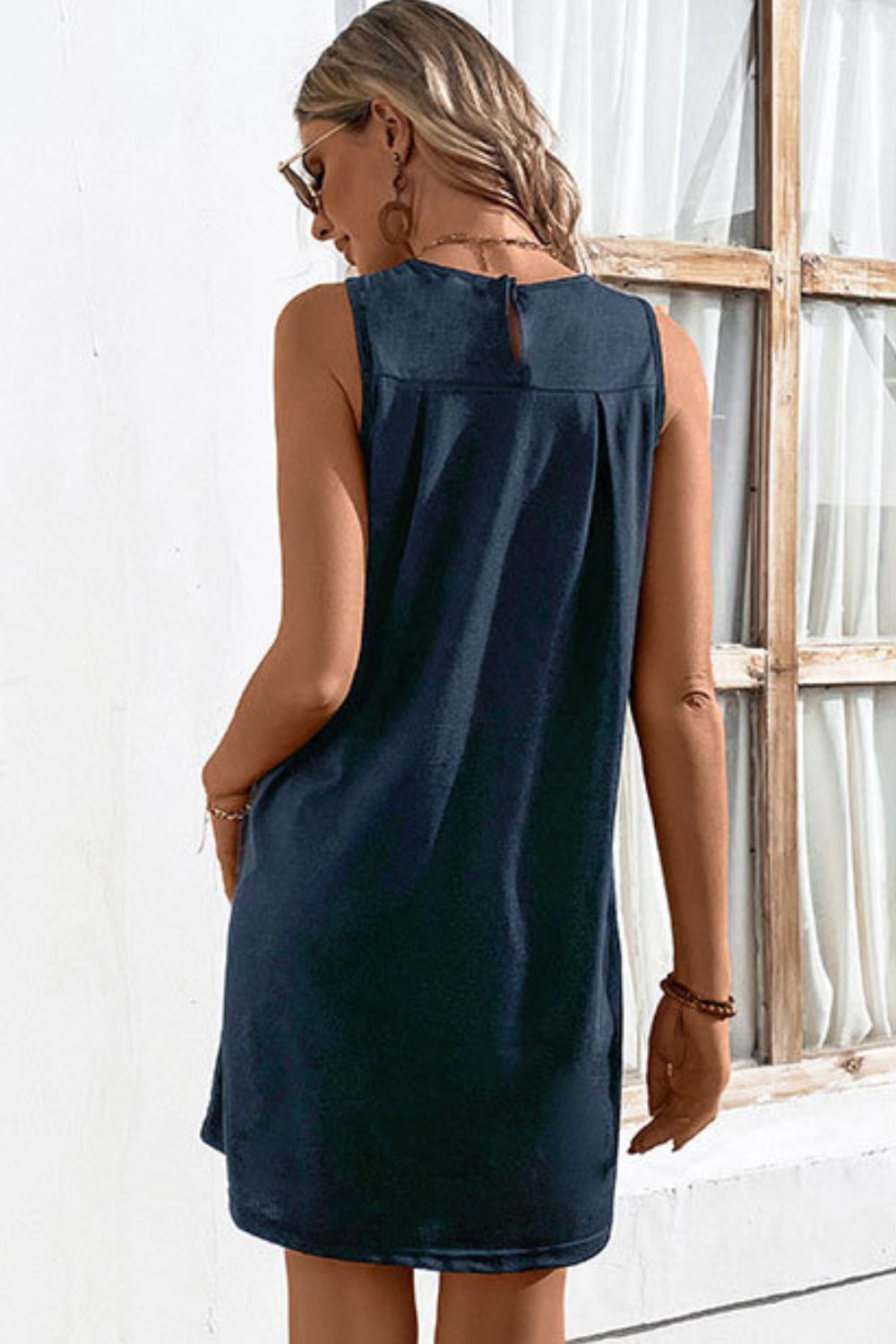Round Neck Sleeveless Mini Dress  Dresses- Doll Fits