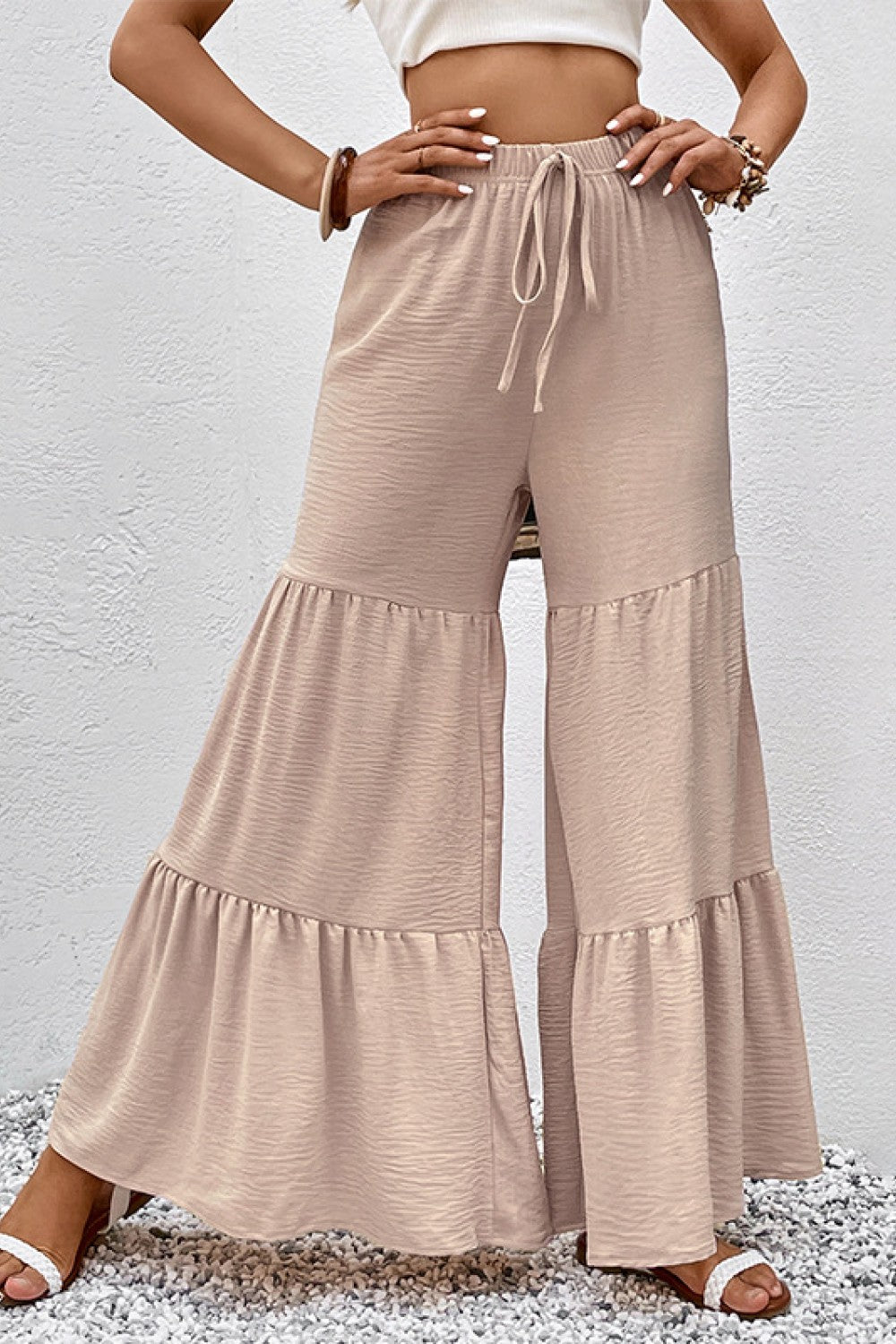 Drawstring Waist Tiered Flare Culottes  - Doll Fits