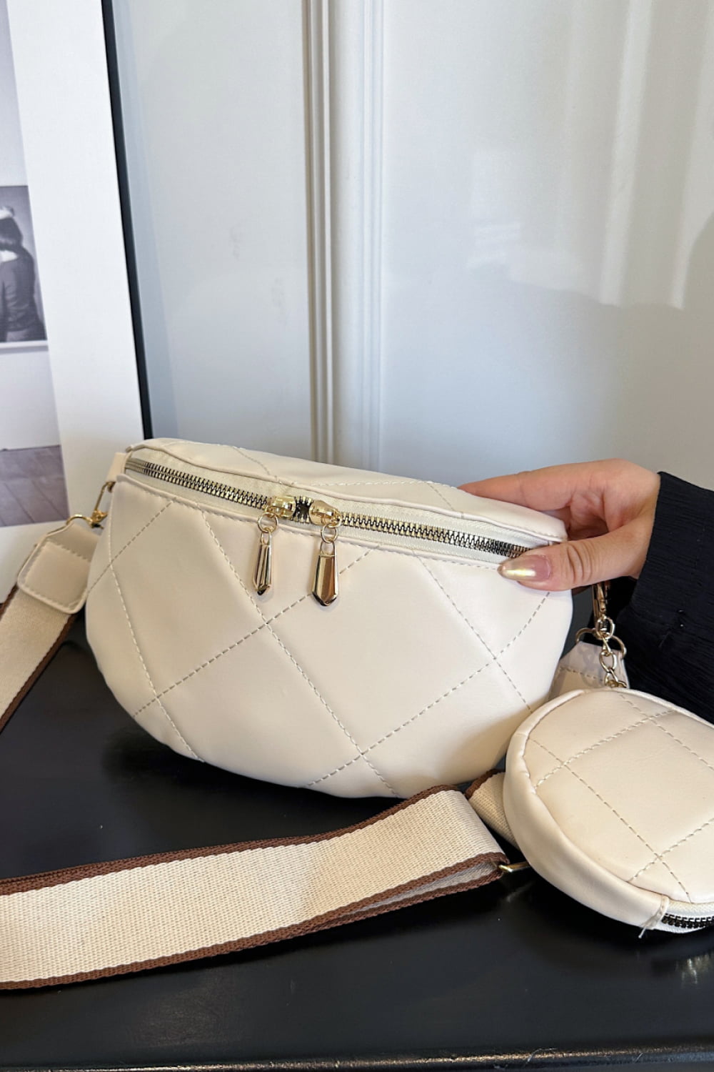 PU Leather Sling Bag with Small Purse  Handbags- Doll Fits